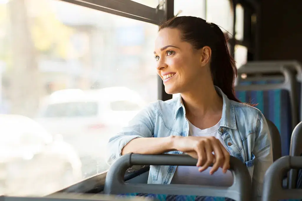 Getting Here Young Woman Taking Bus To Work 000058208940 Medium, Clifford Gardens