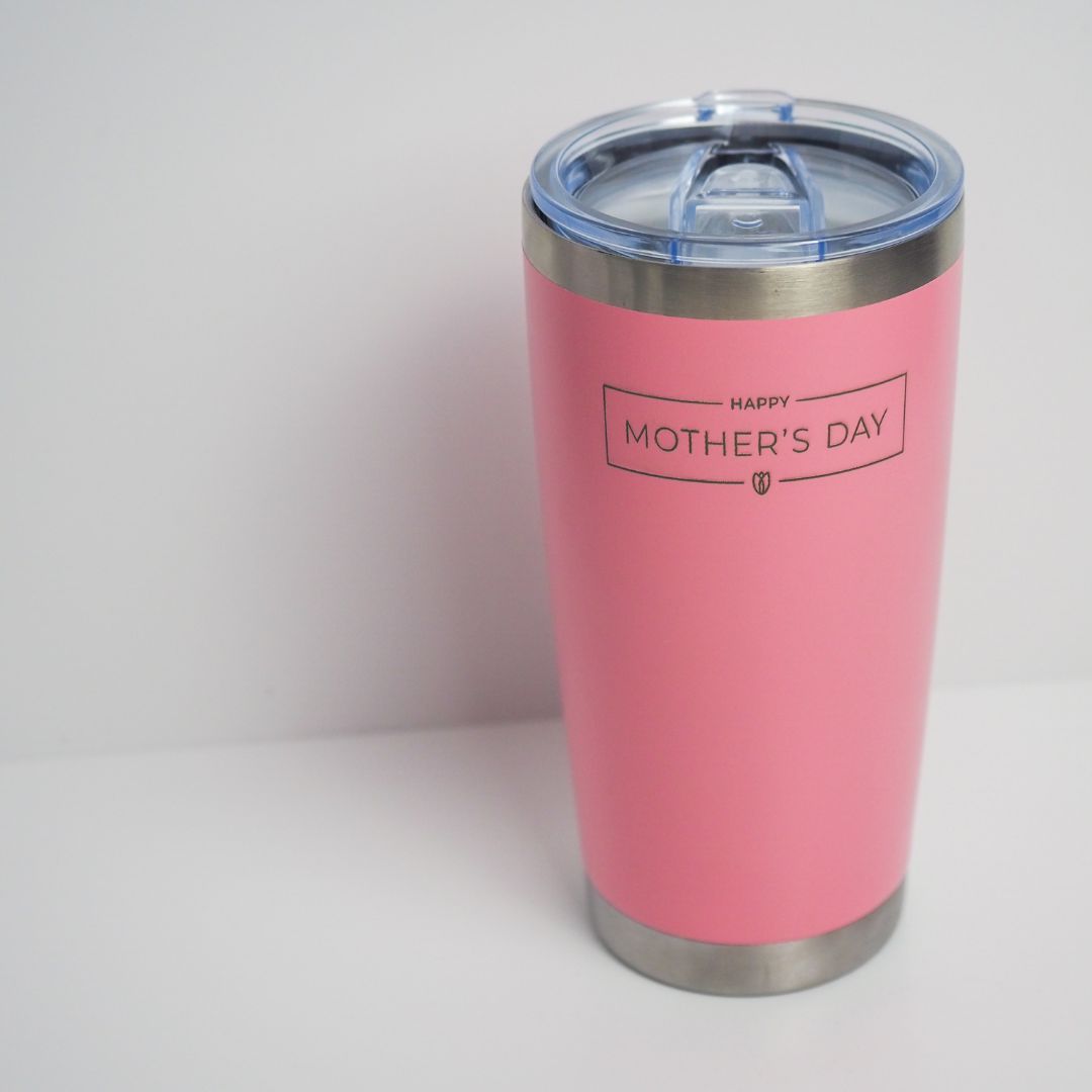 Pink Coffee cup engraved with 'Happy Mother's Day'