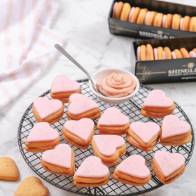 Heart biscuits with pink icing