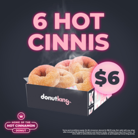 box of six cinnamon donuts